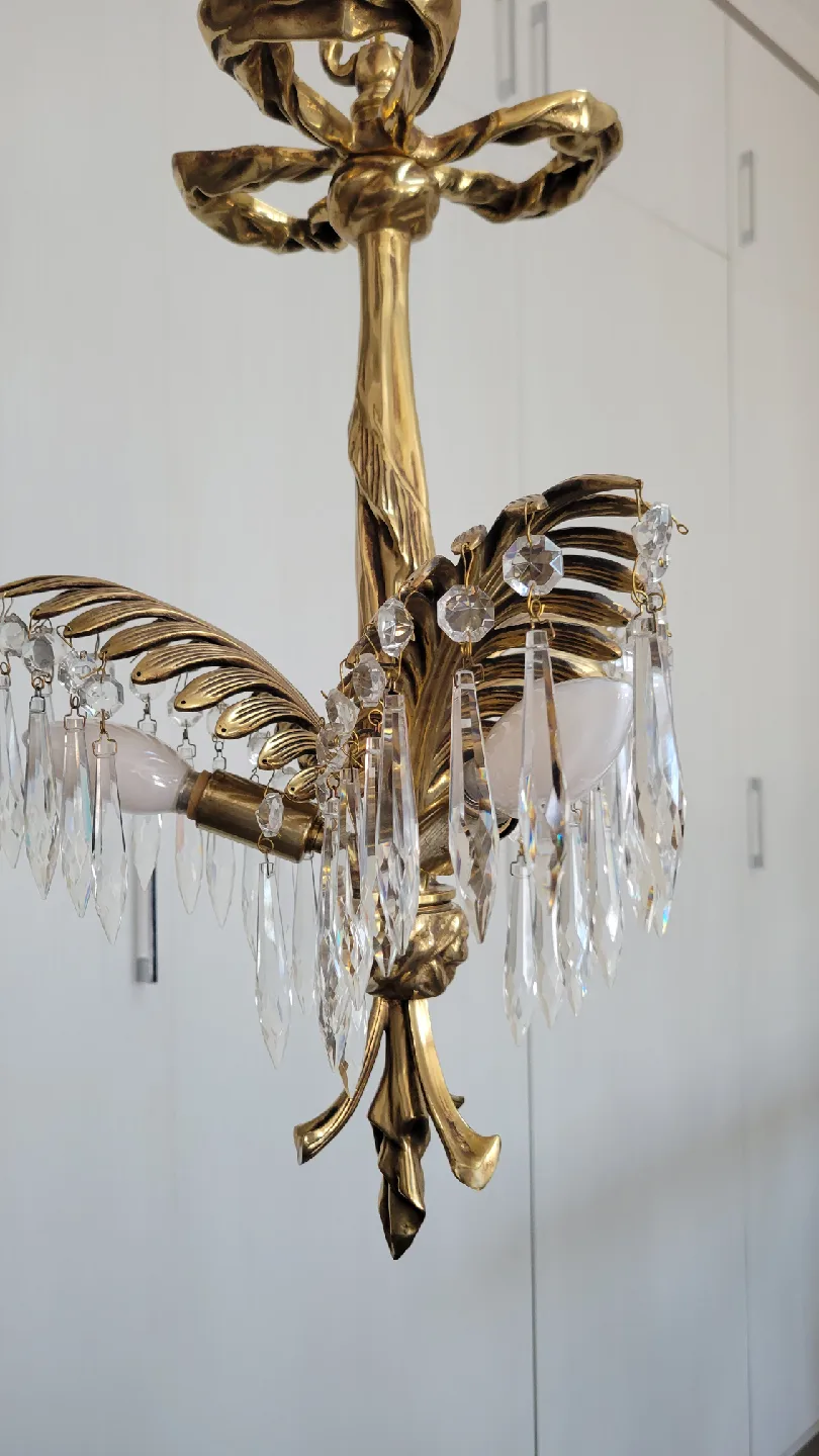 Vintage Gold Chandelier with Crystal Accents image indicator(4)