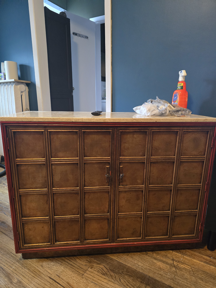 Red and Gold Accent Cabinet