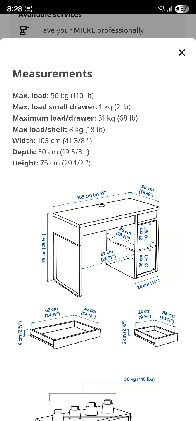 IKEA White Desk - 41 3/8" Width image indicator(4)
