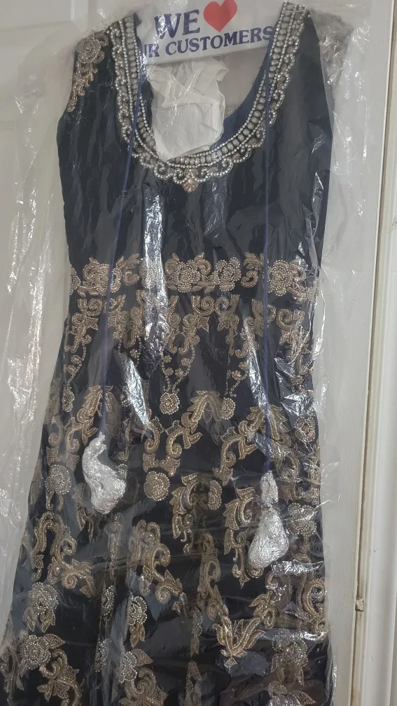 Embroidered Black & Gold Dress thumbnail