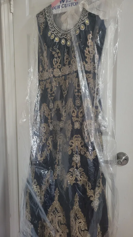 Embroidered Black & Gold Dress image indicator(2)