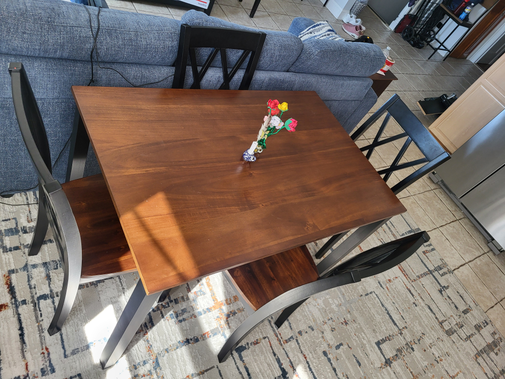 Dining Table with 4 Chairs - Wood & Black