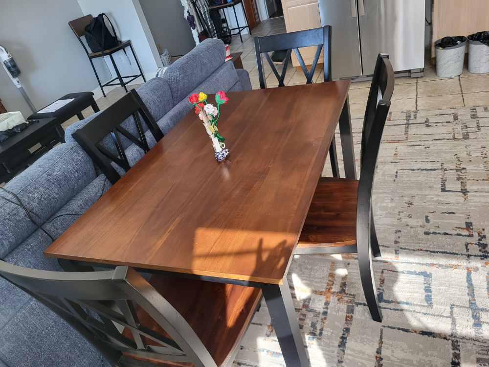 Dining Table with 4 Chairs - Wood & Black - photo 2