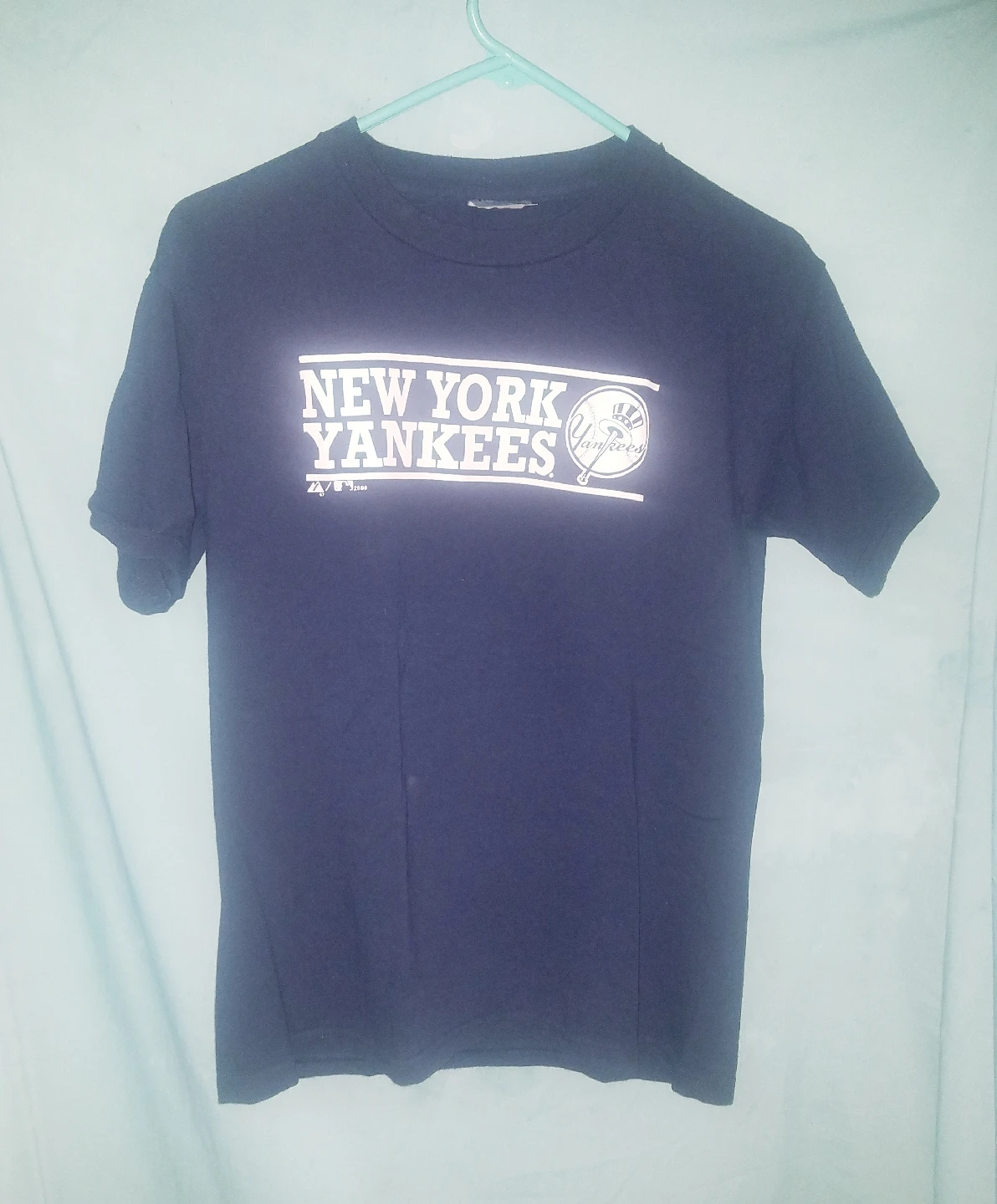 Navy Blue New York Yankees T Shirt Ladies / Youth Size L
