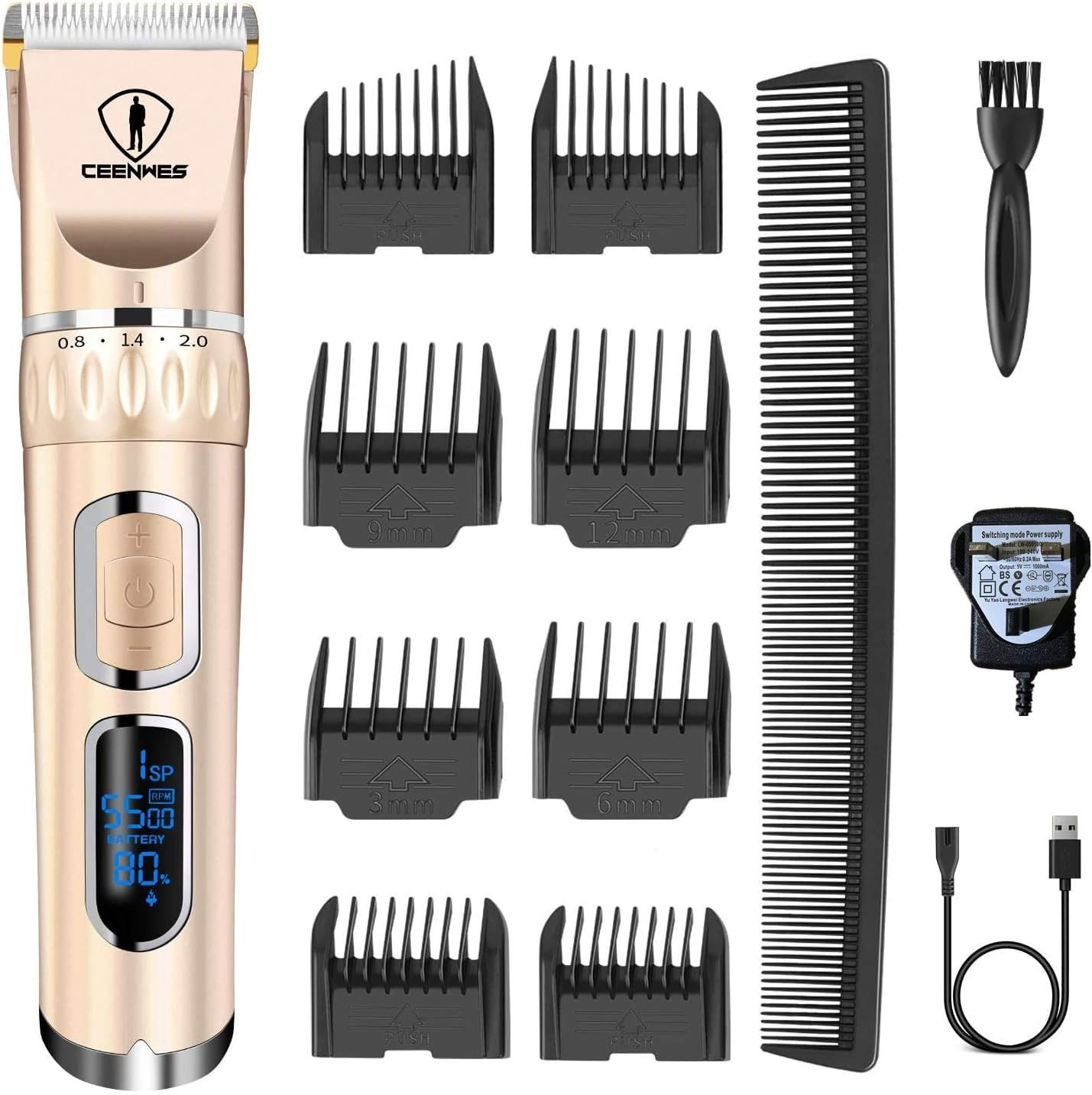 Ceenwes Hair Clippers 3-Speed Cordless Heavy Duty Clippers
