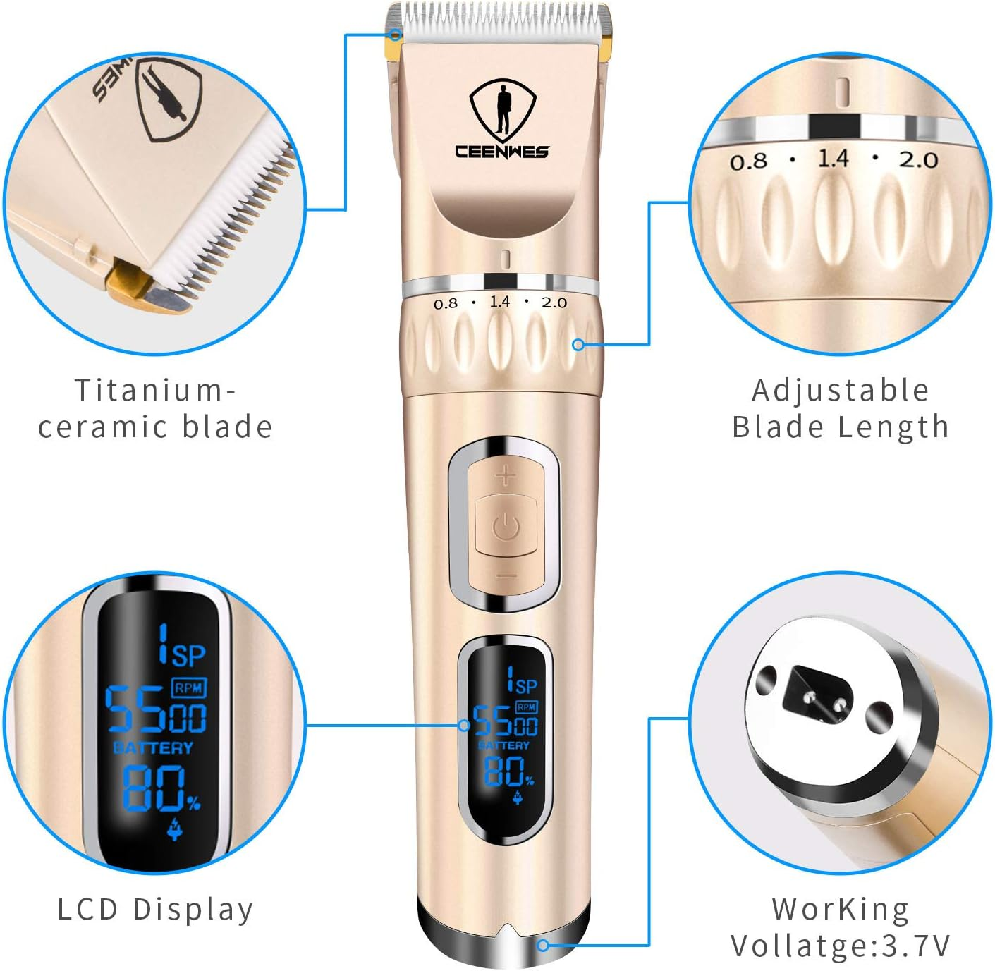 Ceenwes Hair Clippers 3-Speed Cordless Heavy Duty Clippers - photo 3