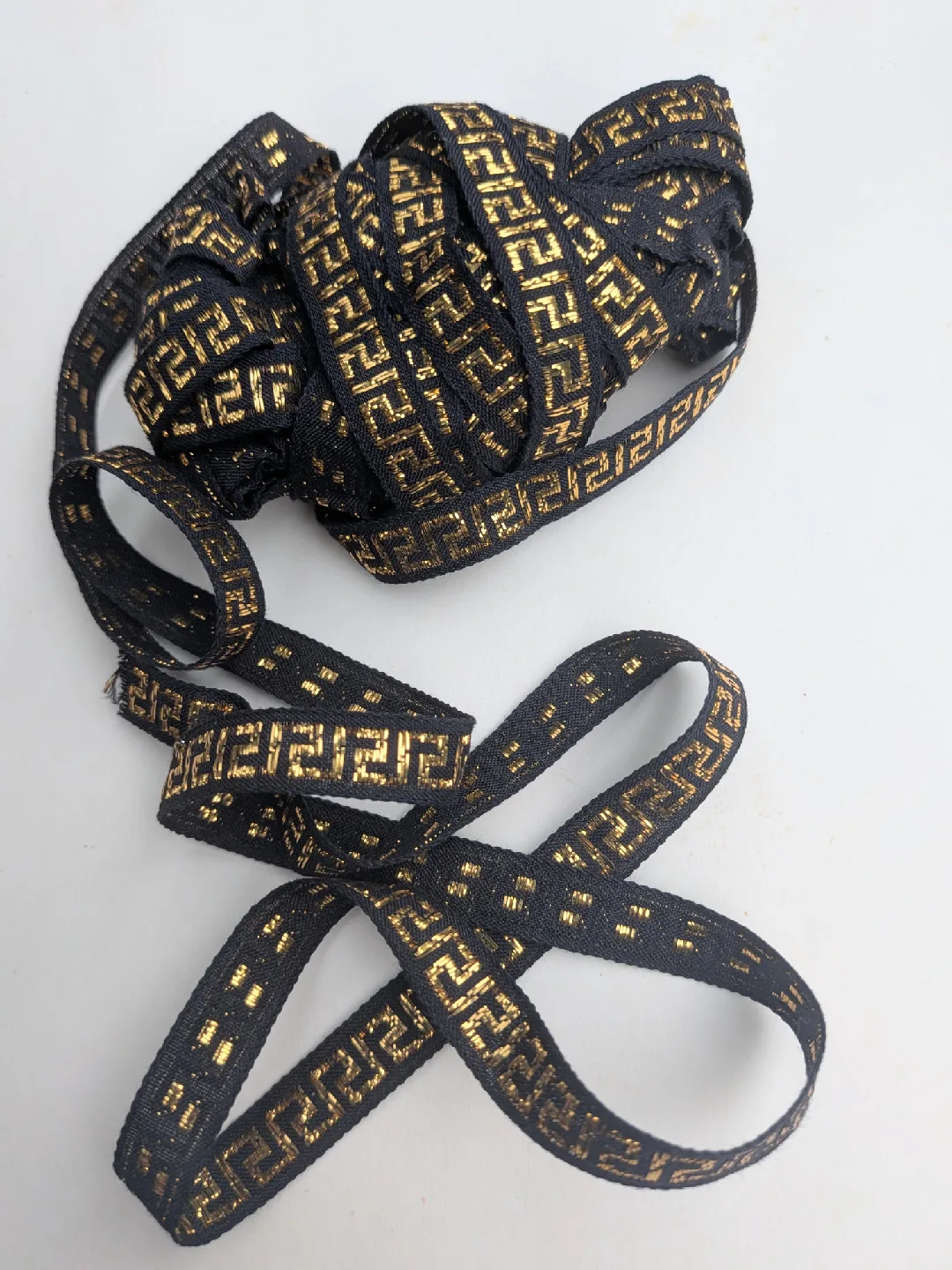 Black & Gold Decorative Ribbon - THREE YARDS thumbnail