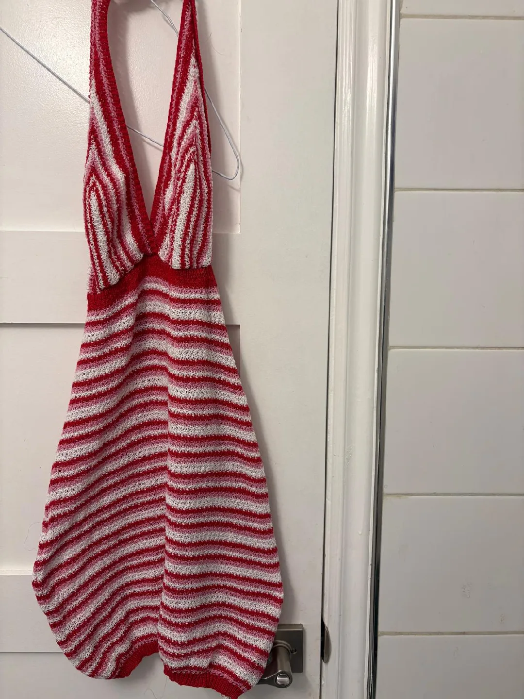SHEIN Red & White Striped Dress - Size M thumbnail