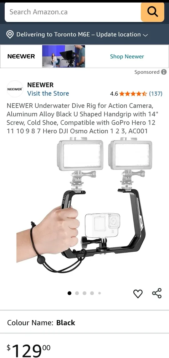 NEEWER Underwater Dive Rig for Action Camera AC001 Black thumbnail