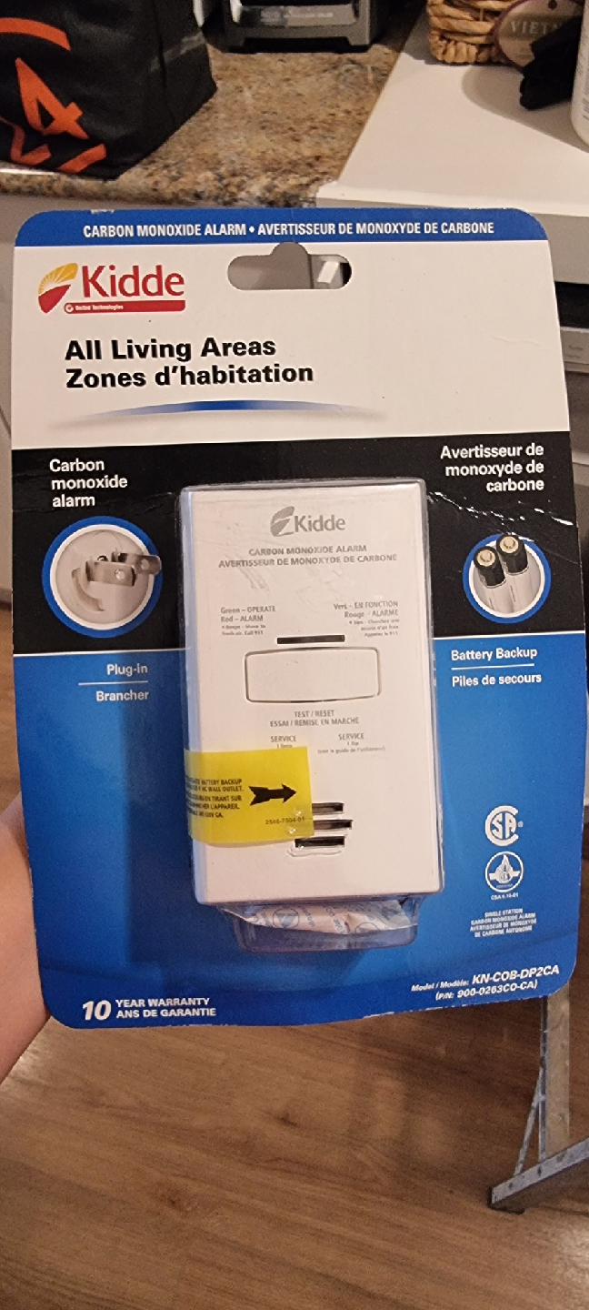 New Kidde Carbon Monoxide Alarm - Plug-in