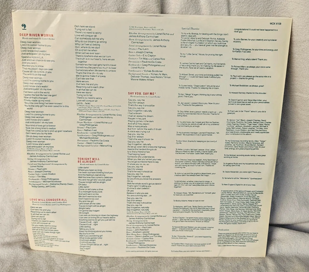 Lionel Richie Original 1982 Gatefold Vinyl LP image indicator(6)