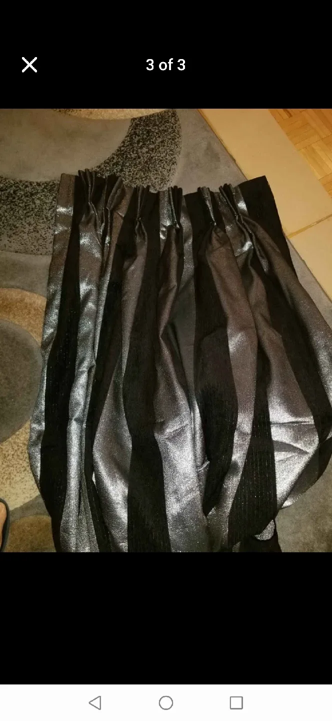 Black & Silver Striped Curtain