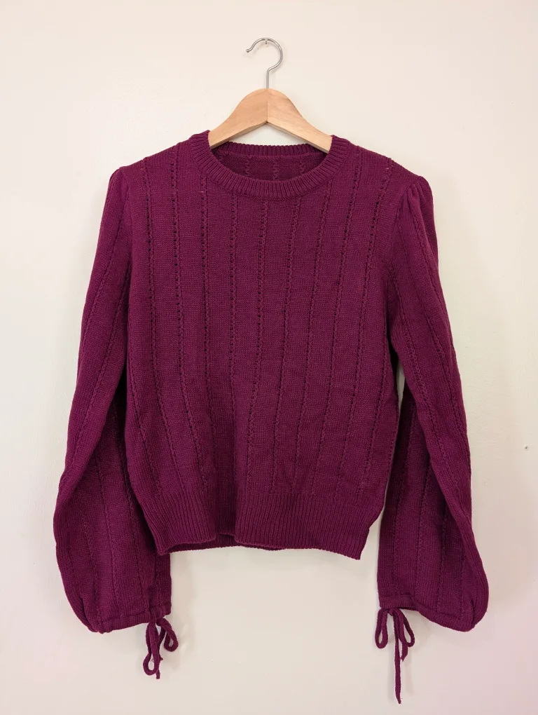 Purple Long Sleeve Knit Sweater thumbnail