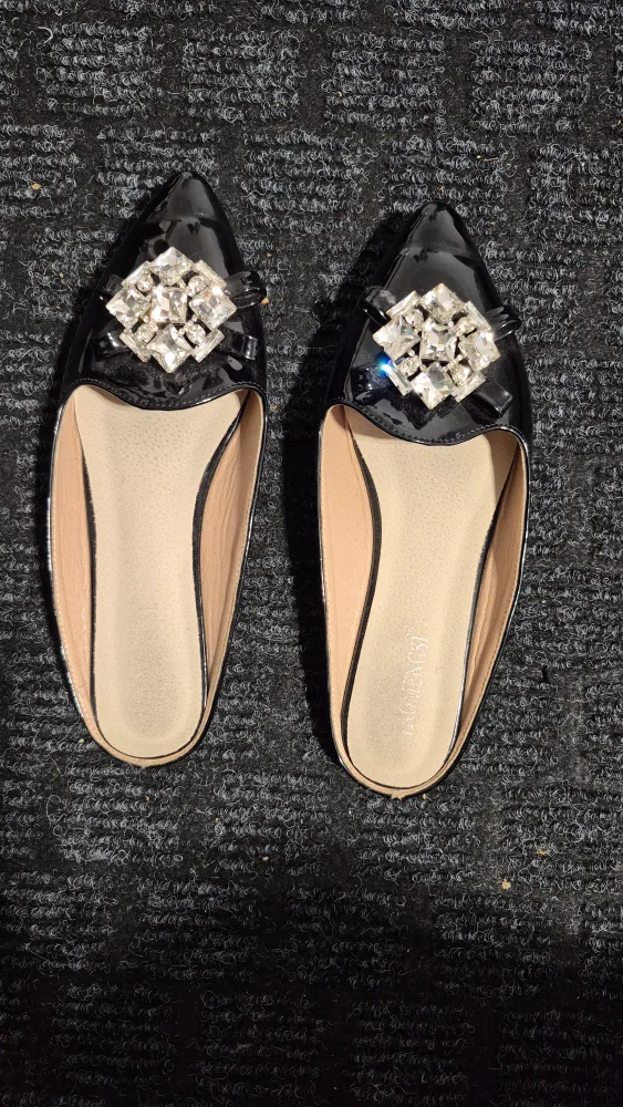 Lorenzi Black Embellished Mules image indicator(8)