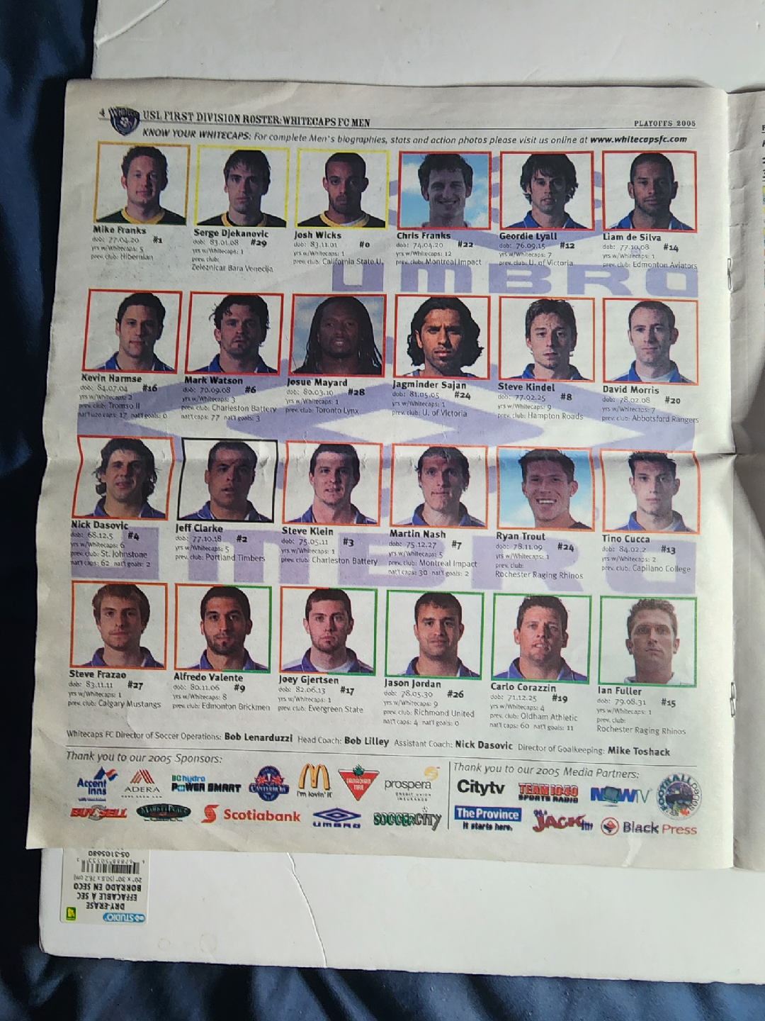 Whitecaps FC Playoffs 2005 Official Program - photo 2