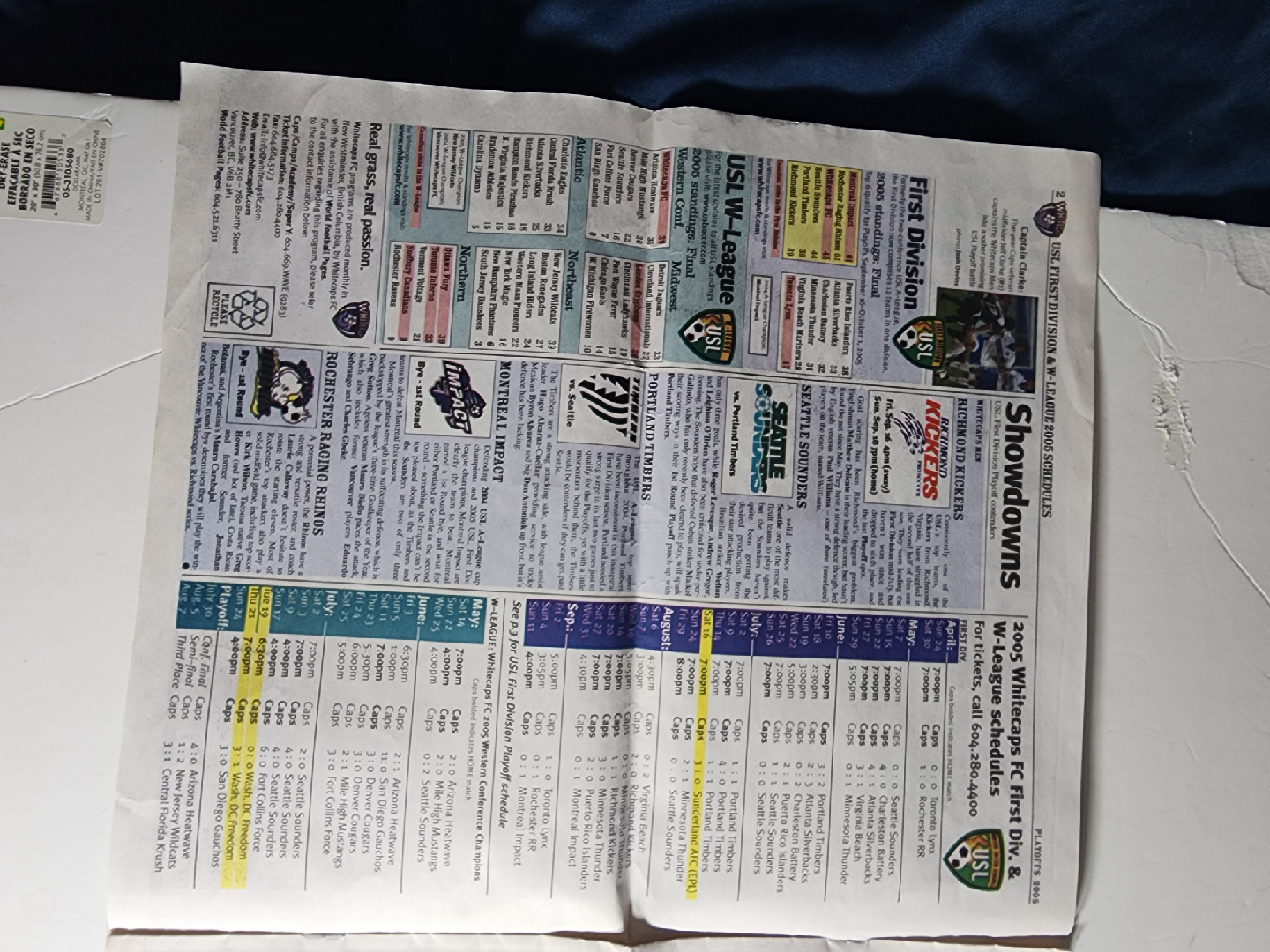 Whitecaps FC Playoffs 2005 Official Program - photo 5