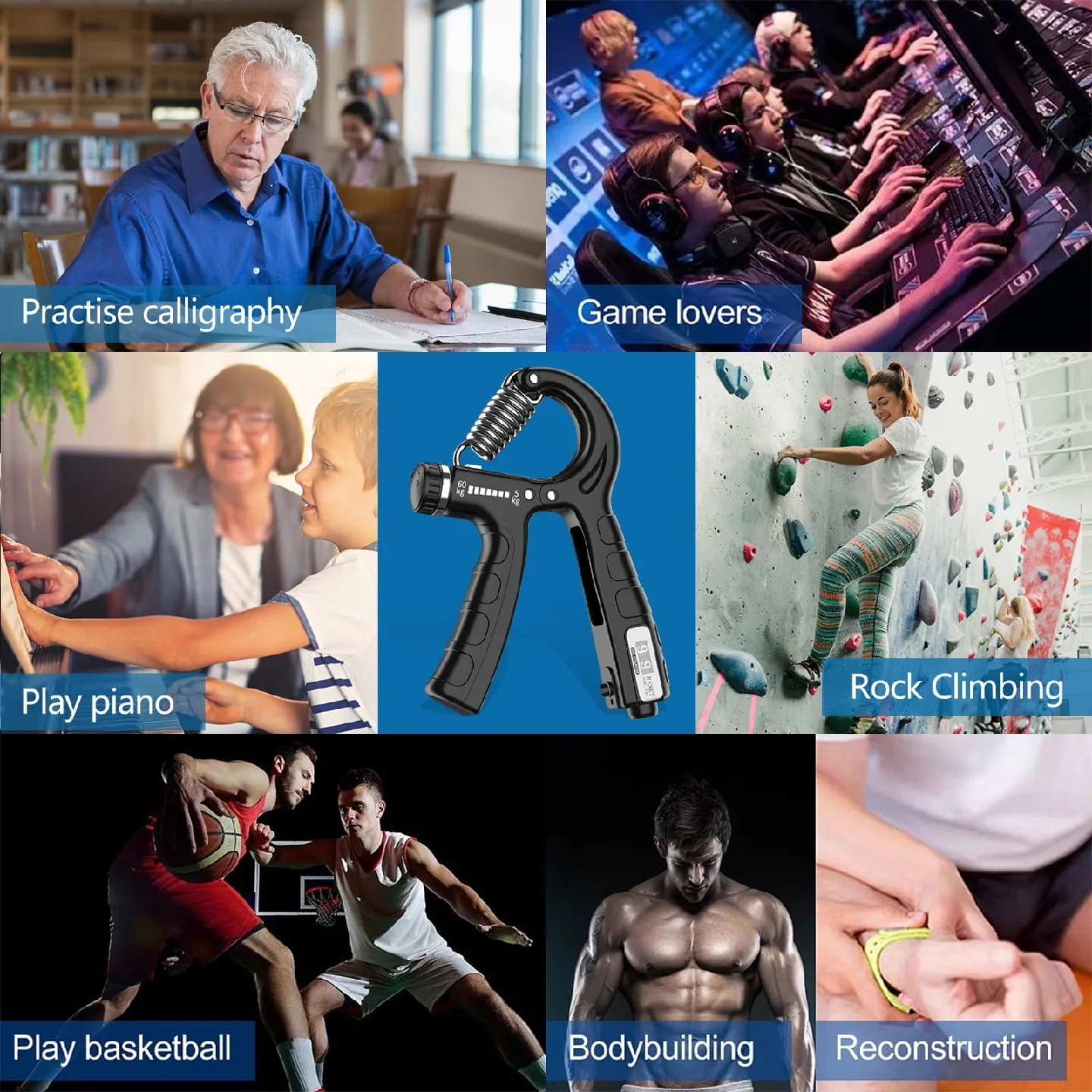 Hand Grip Strengthener 5-in-1, Adjustable Forearm Grip image indicator(2)