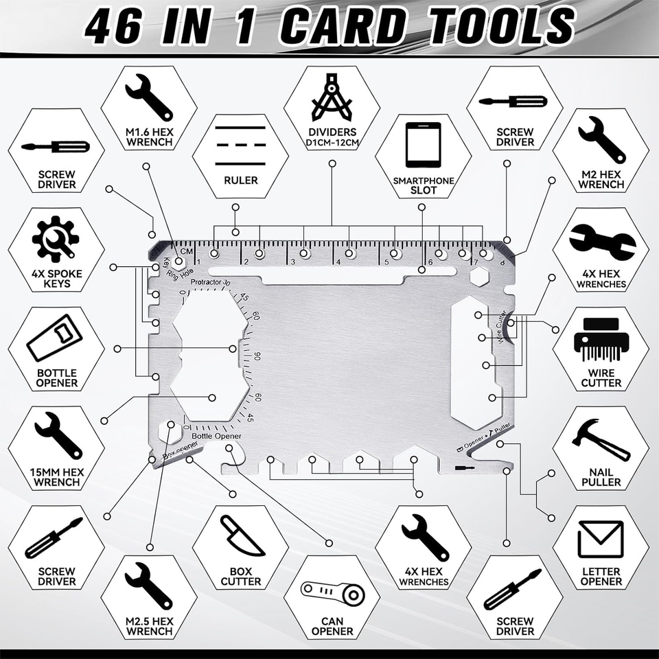 TakeFlight Credit Card Wallet Multitool 46 in 1 Stainless Steel - photo 3