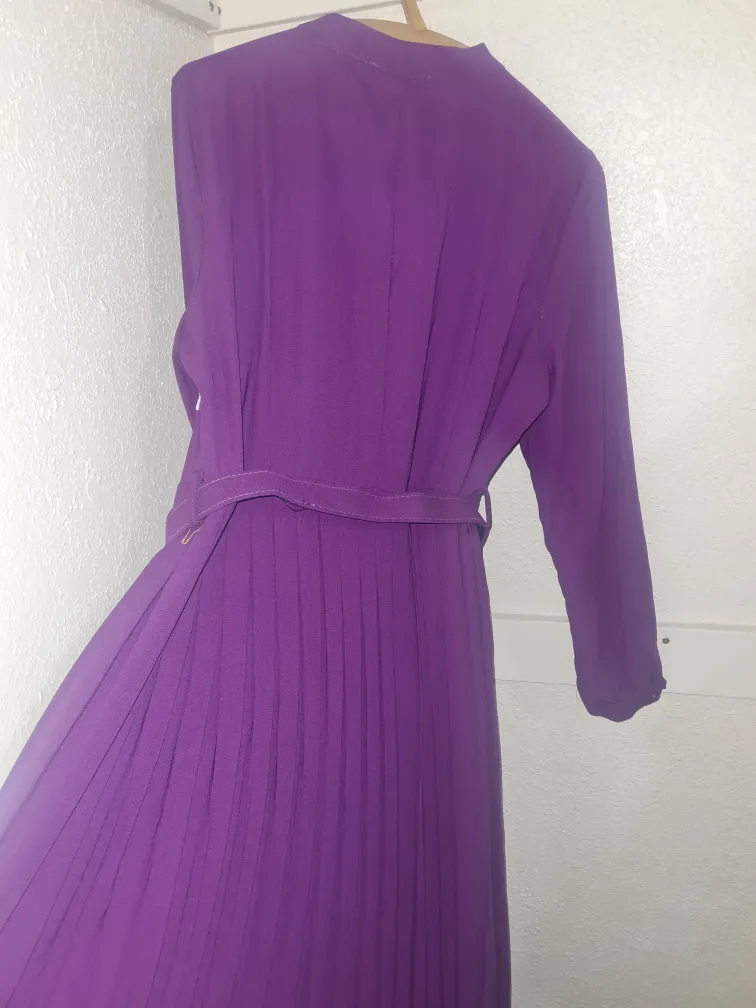 Purple Pleated Long Sleeve Maxi Dress image indicator(3)