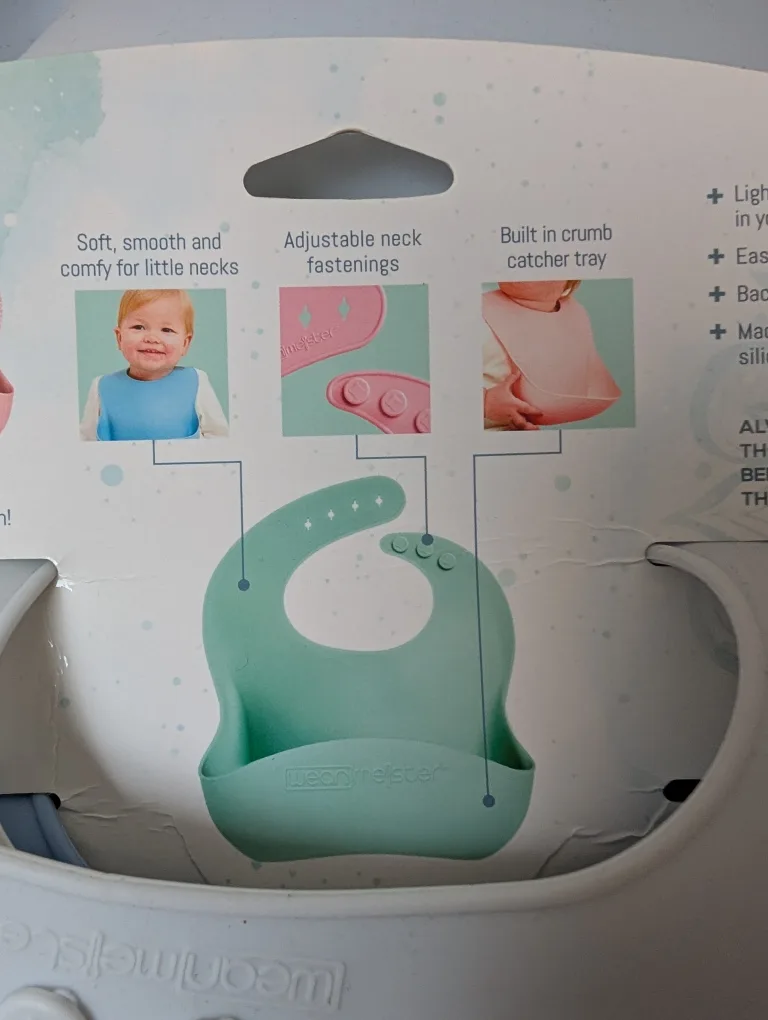 Set of 2 Wean Meister Easy Rinse Bibs - NEW image indicator(2)