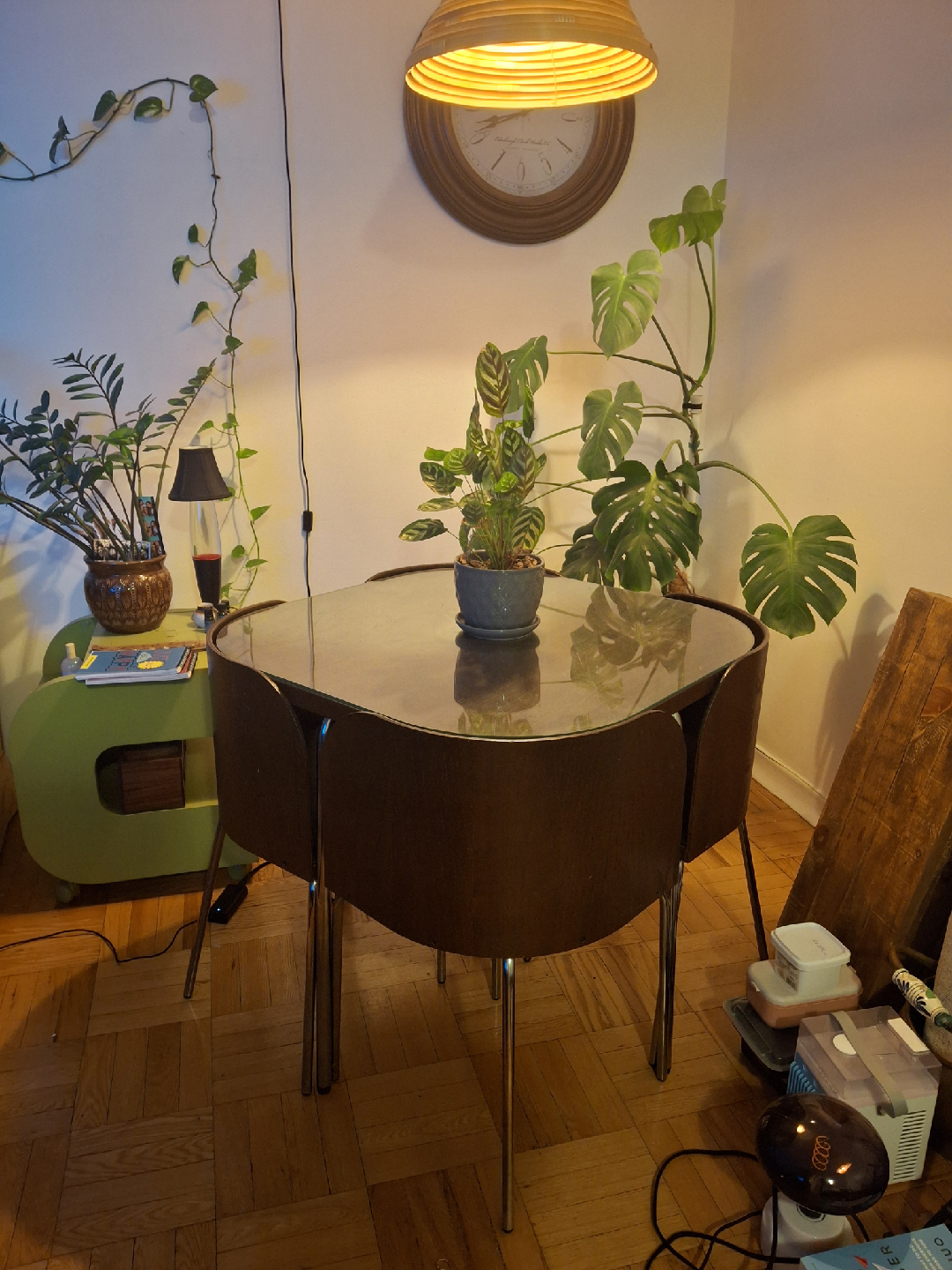 Glass Top Dining Table with 4 Chairs