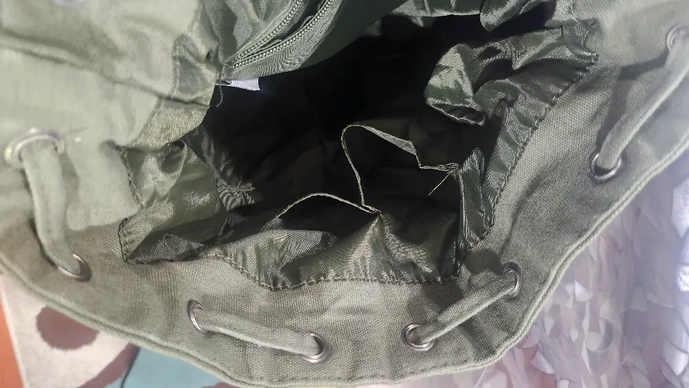 Green Canvas Backpack with Pockets image indicator(3)