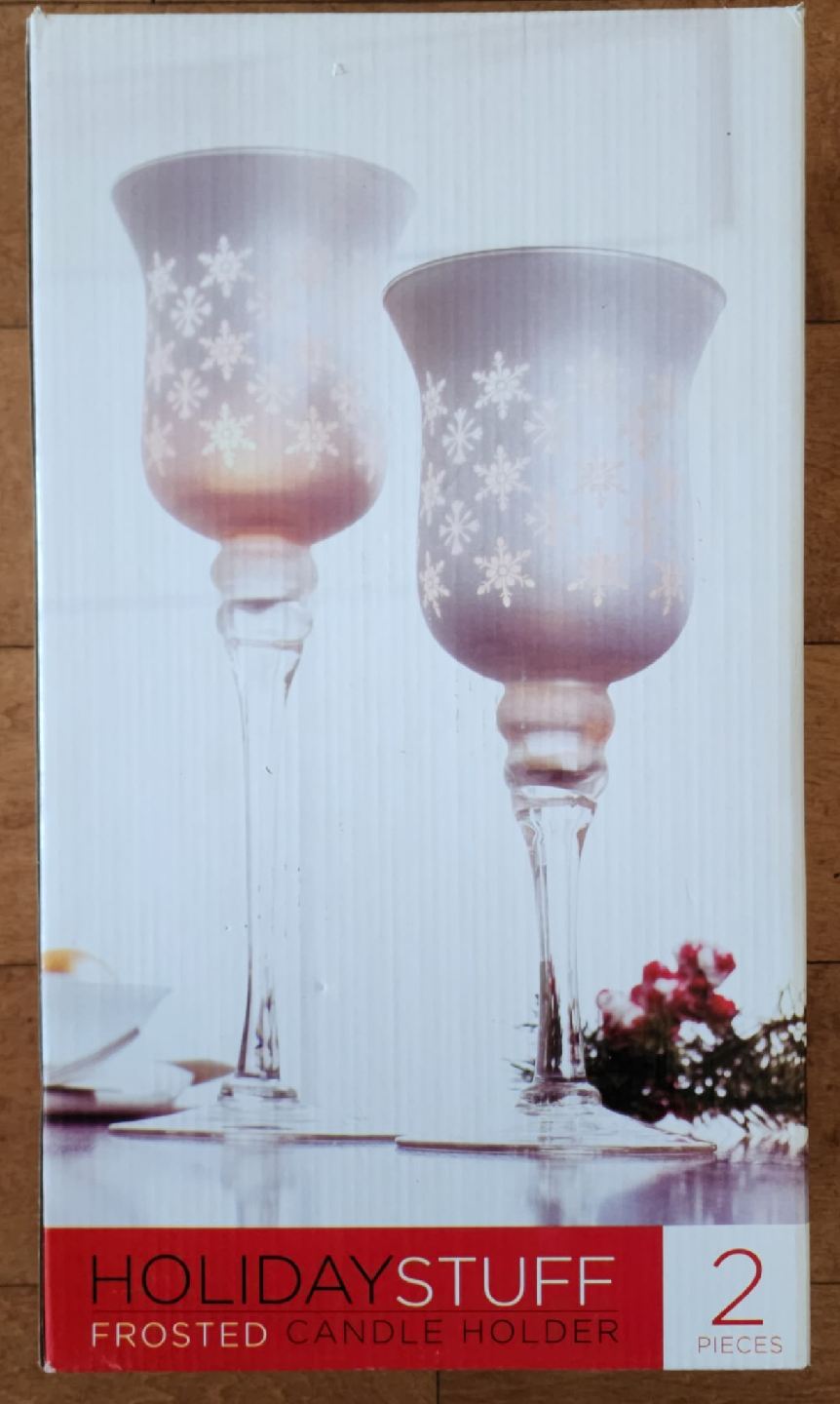 Snowflake Design Frosted Candle Holder Set