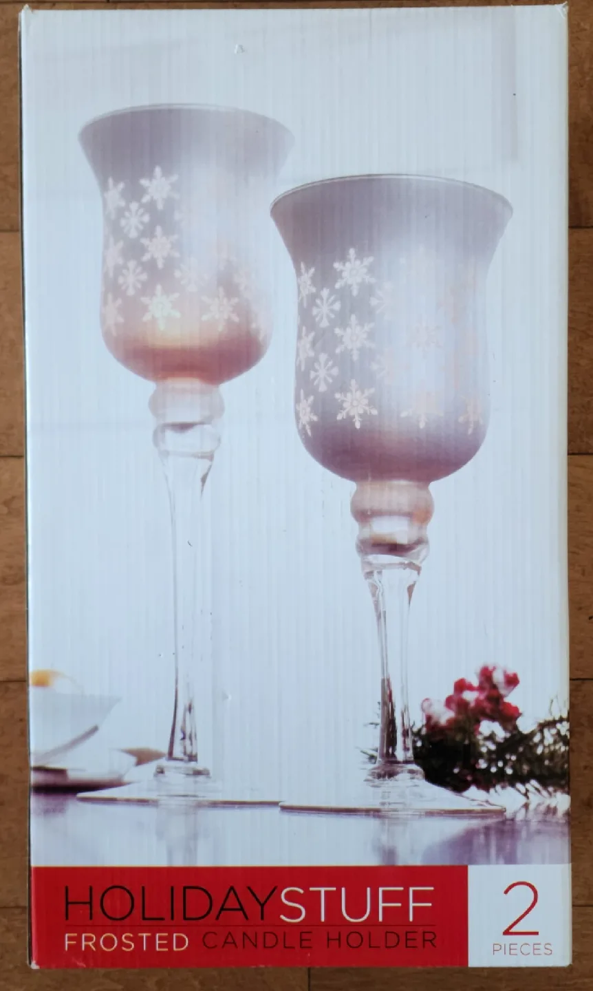 Snowflake Design Frosted Candle Holder Set thumbnail