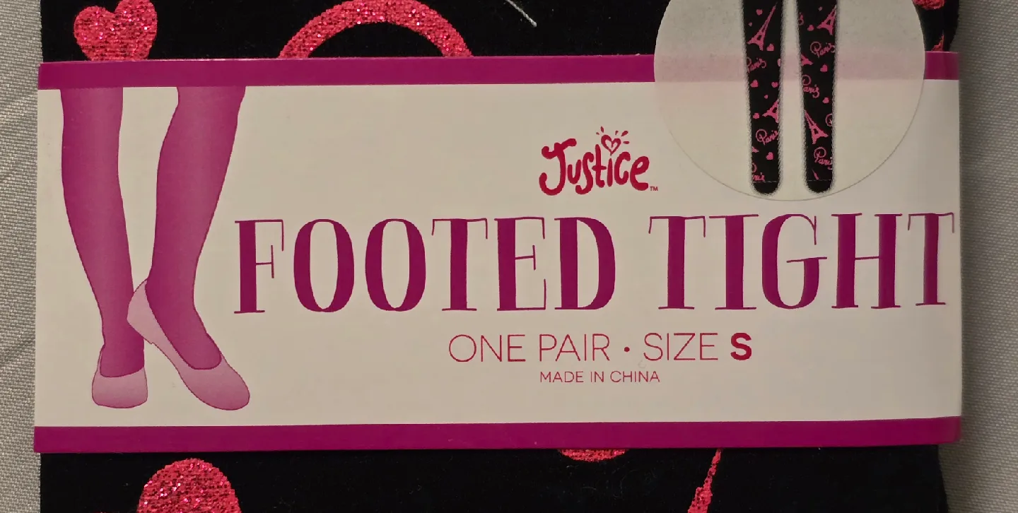 NEW! Justice Paris Themed Footed Tights! - Size S - 7 / 8 image indicator(3)