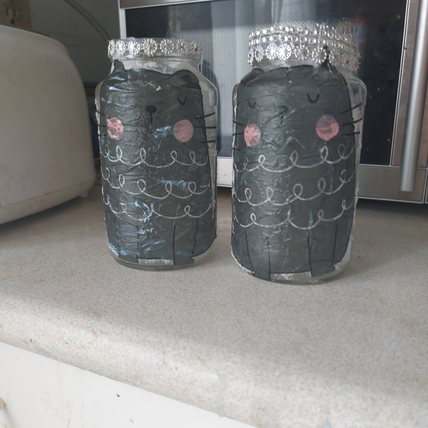 Handmade Cat Design Jars