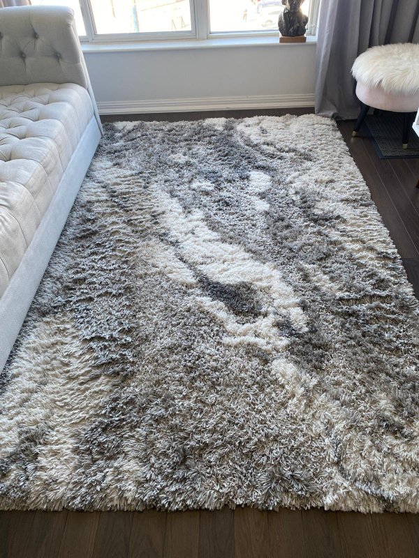 Shaggy Area Rug - Grey and White - photo 3