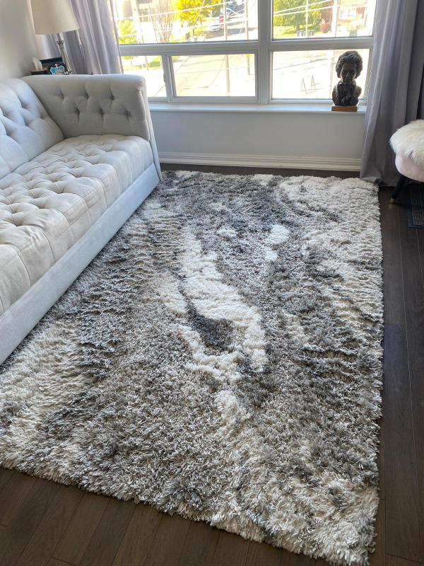 Shaggy Area Rug - Grey and White - photo 4