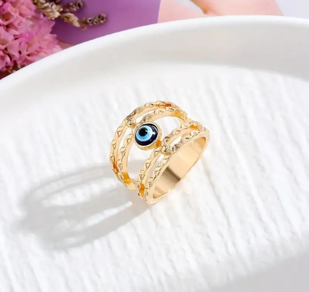 Gold Evil Eye Ring - Adjustable image indicator(3)