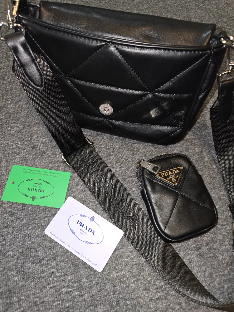 Prada Black Quilted Shoulder Bag with Pouch thumbnail