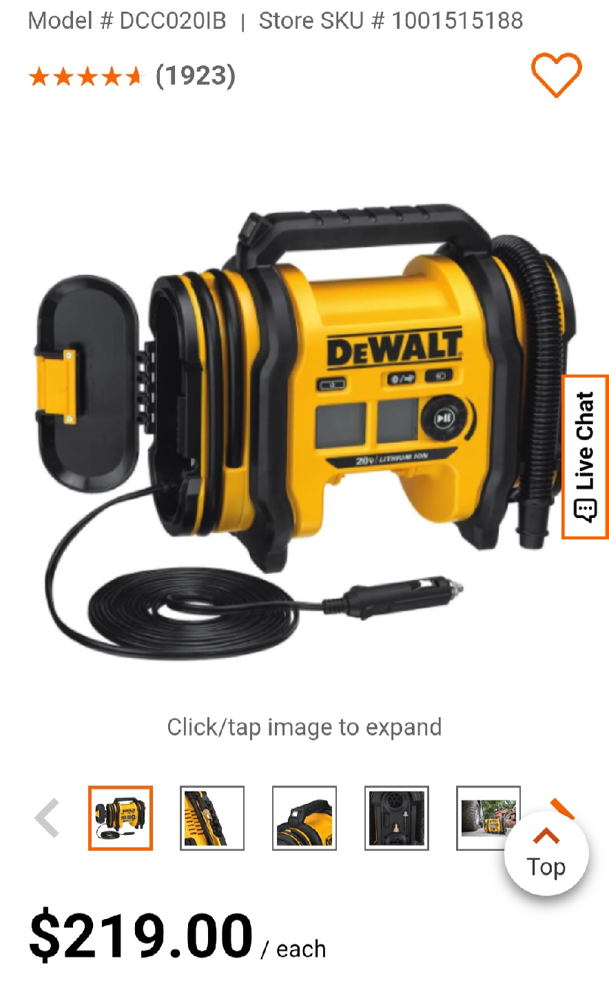 DeWalt DCC020IB Cordless Air Inflator (Tool Only) - photo 2