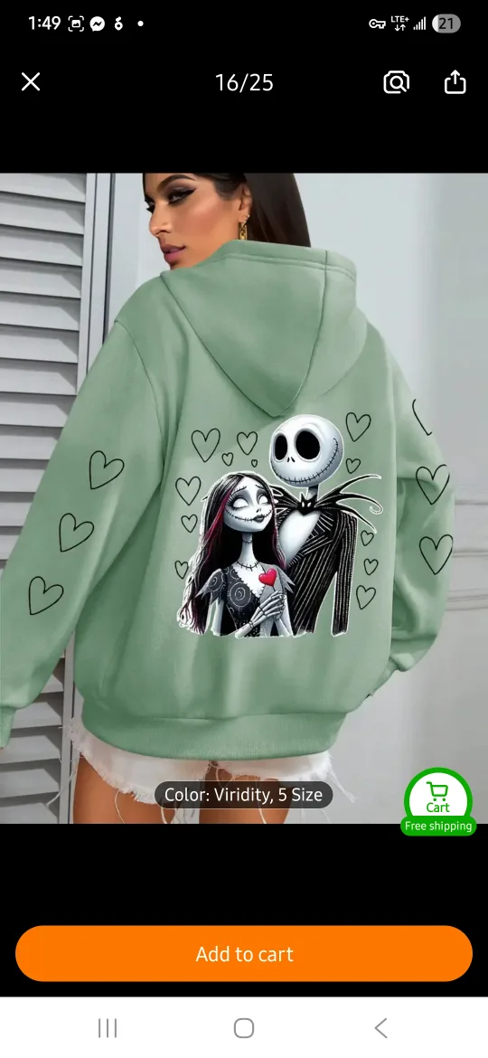 NEW Jack and Sally with Hearts Hoodie 💕 💀 image indicator(5)