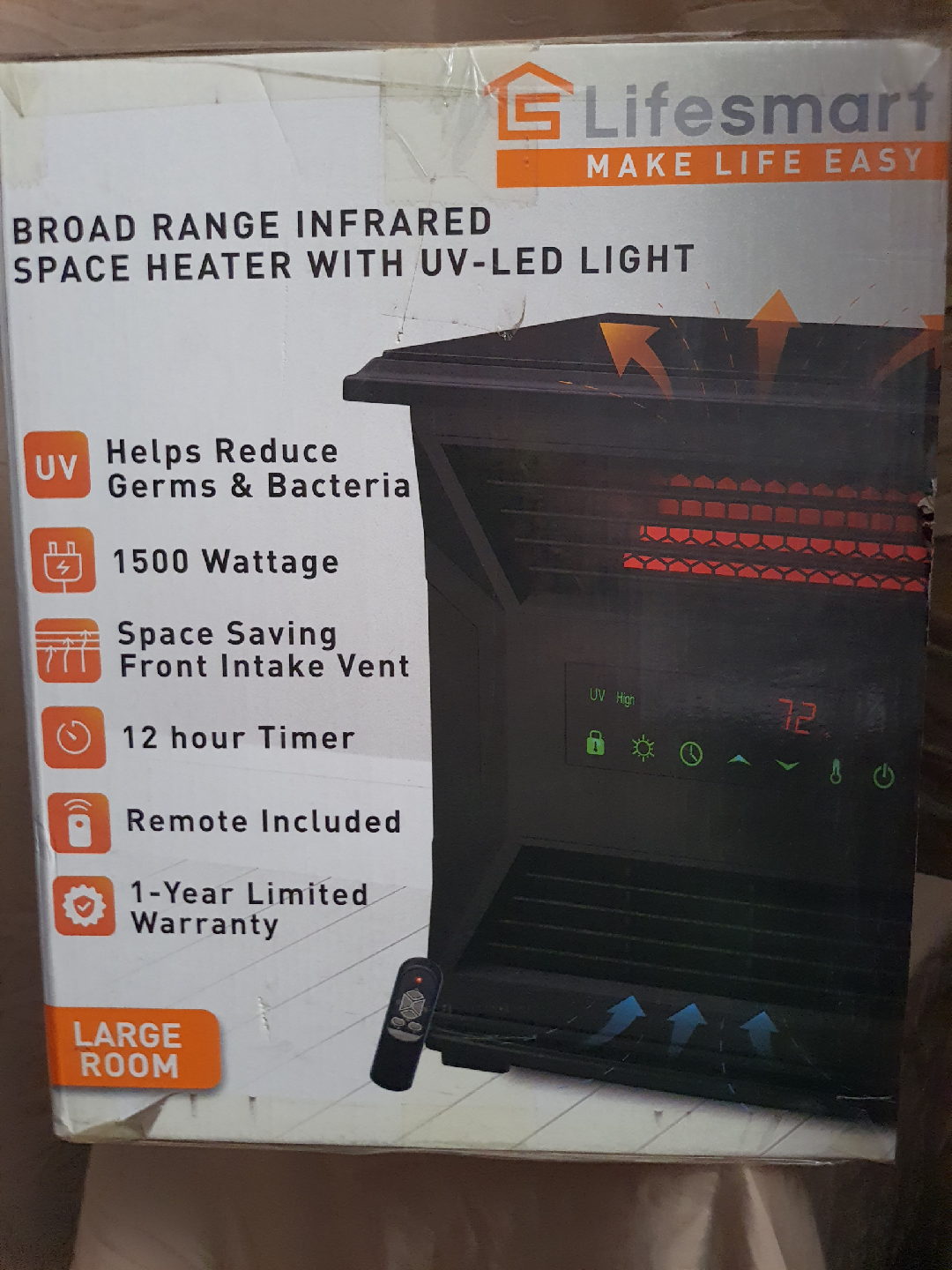 Lifesmart Infrared Space Heater with UV-LED Light - photo 4
