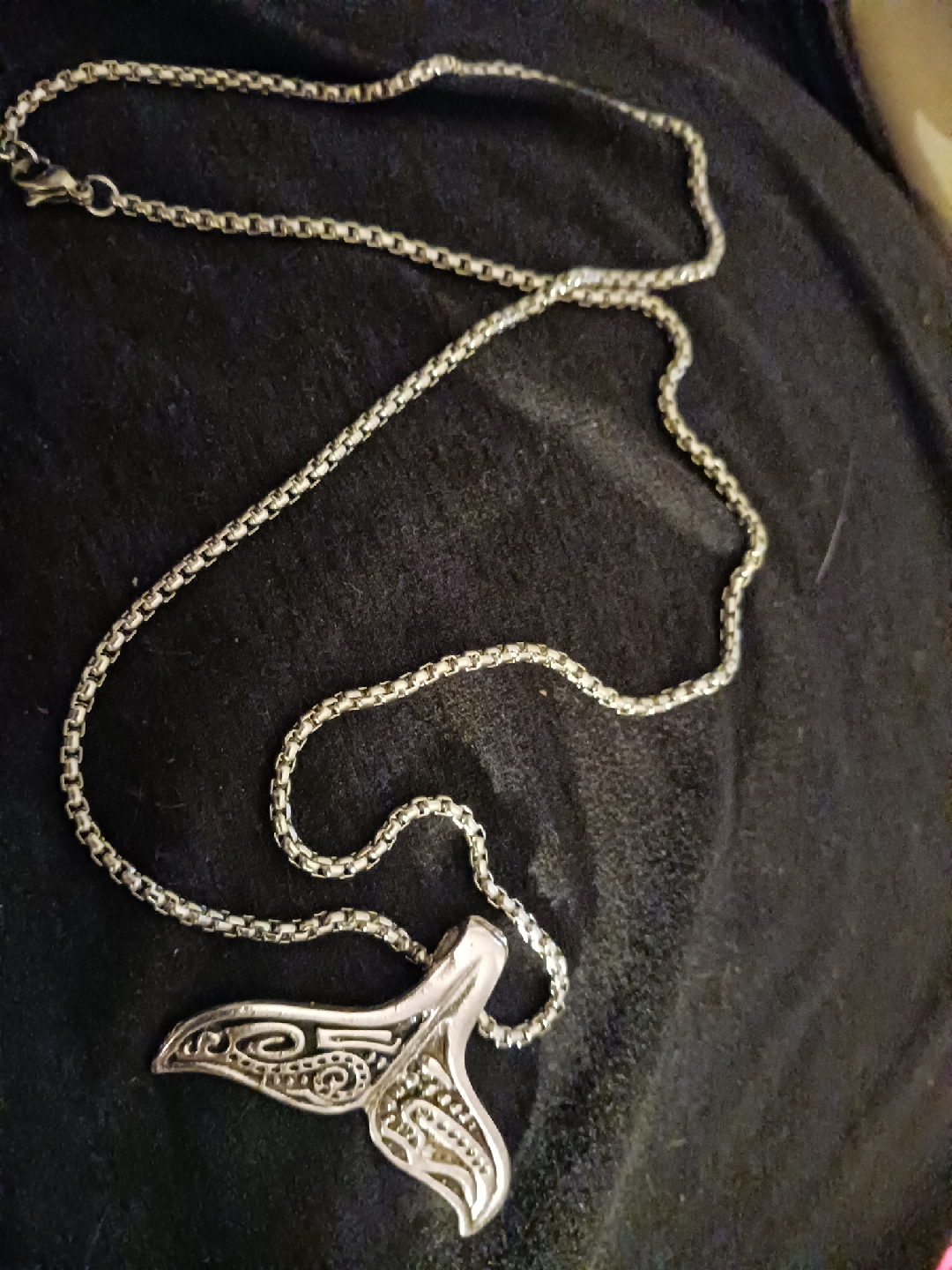 Whale Tail Silver Colored Necklace
