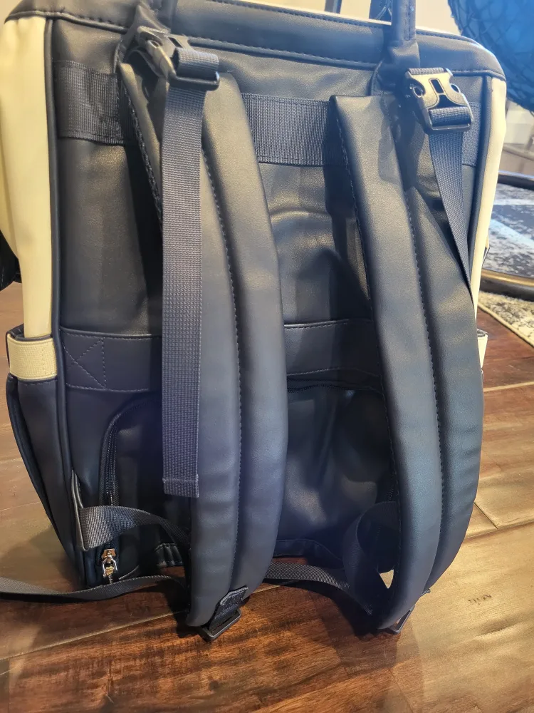 BabbleRoo Leather Diaper Bag Backpack - Blueberry Cream image indicator(8)