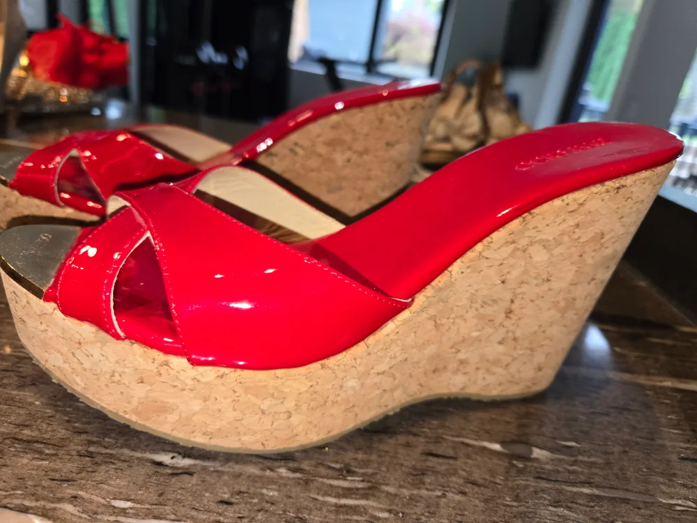Jimmy Choo Red Wedge Sandals 41.5 image indicator(4)