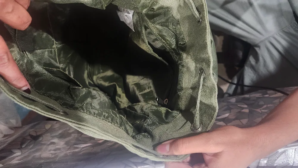 Green Canvas Backpack with Pockets image indicator(4)