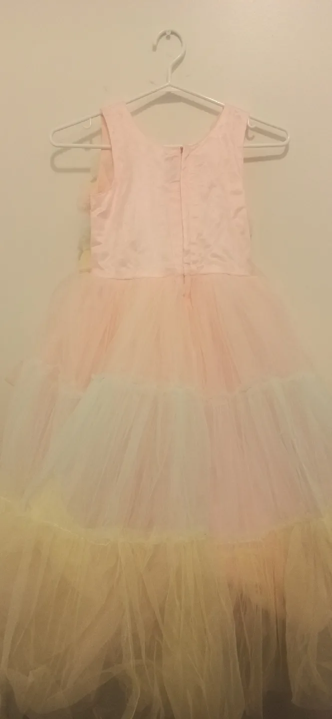 Pastel Pink & Yellow Flower Girl Dress.5-7yrs image indicator(4)