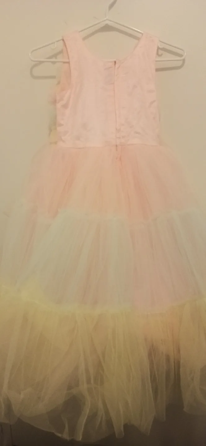 Pastel Pink & Yellow Flower Girl Dress.5-7yrs image indicator(6)