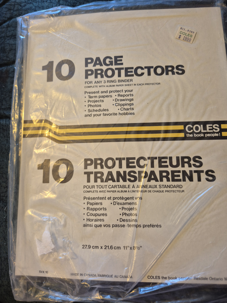Coles 10 Page Protectors - New in Package