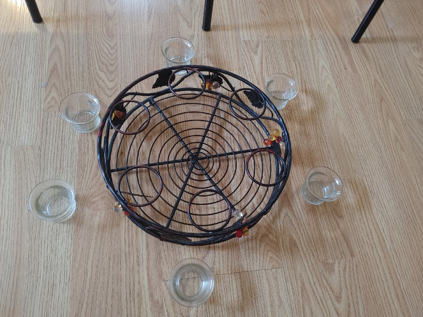 Metal Candle Holder with 7 Glass Cups