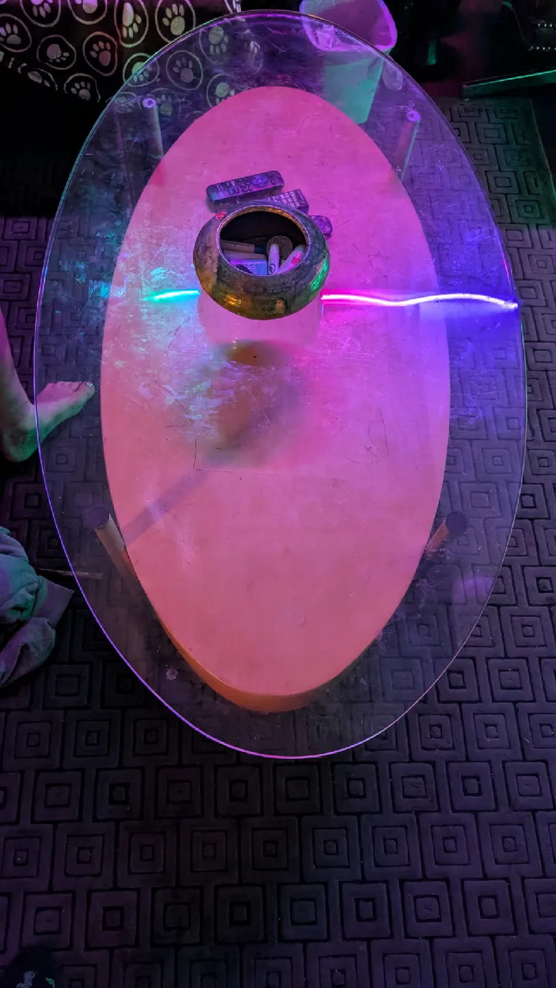 custom Oval Glass Coffee Table with Storage image indicator(2)