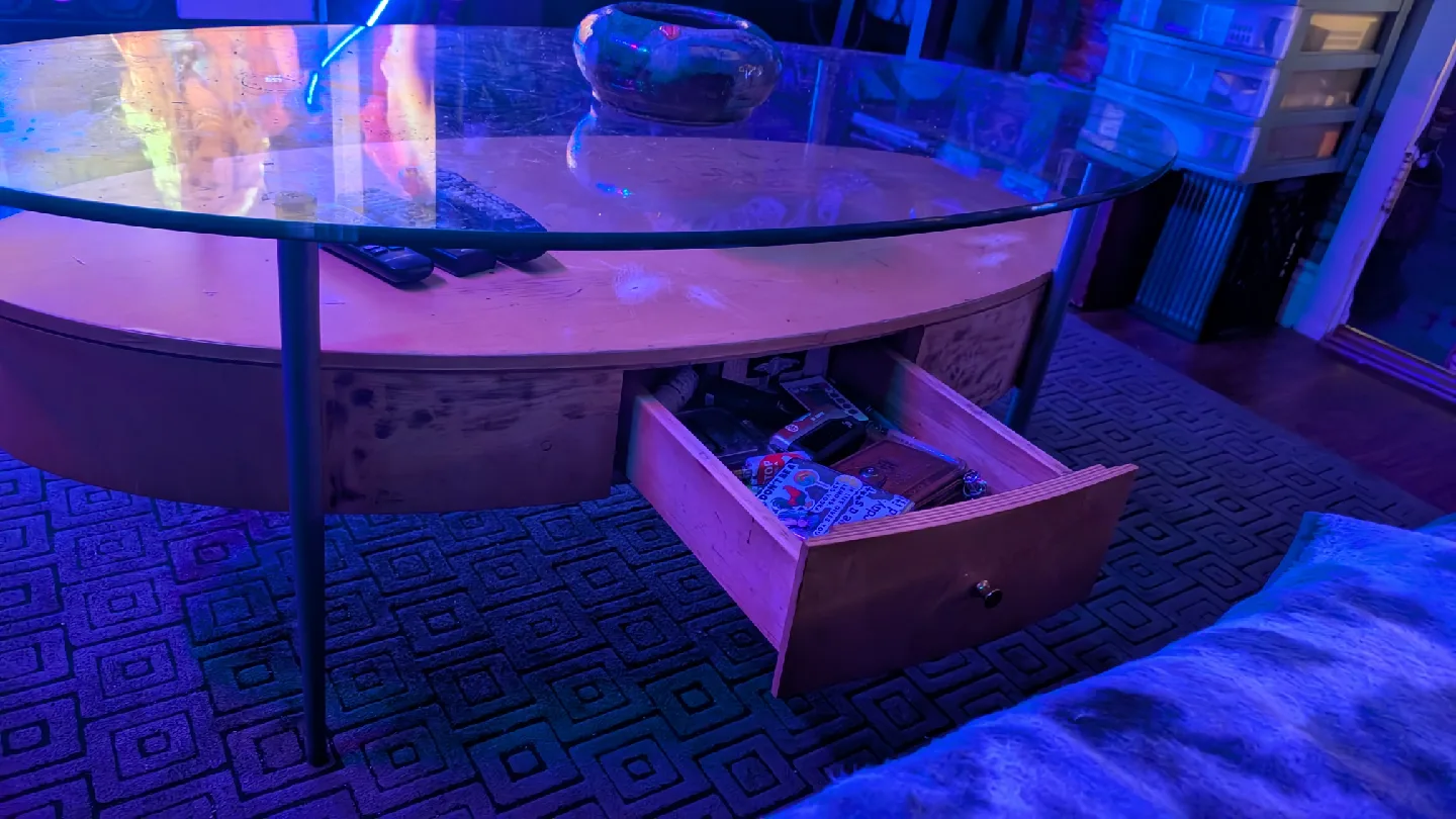 custom Oval Glass Coffee Table with Storage image indicator(3)