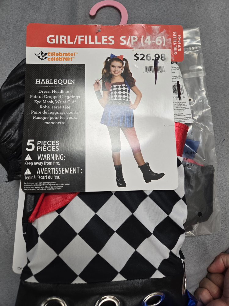 Halloween costume harlequin kids small 4 to 6