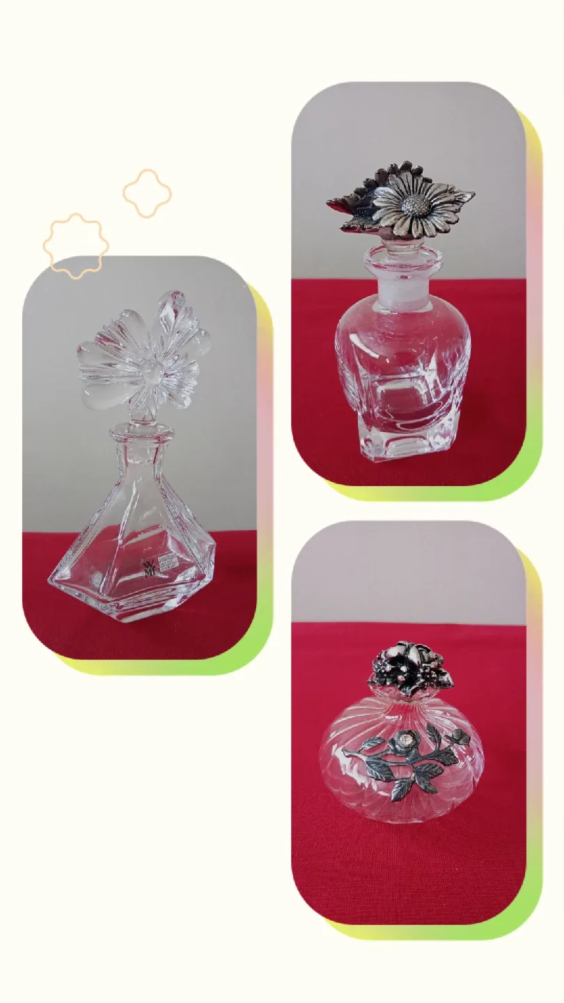 Set of 3 unique perfume bottles thumbnail