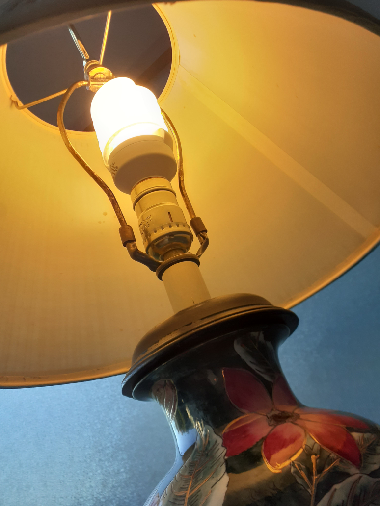 Floral Vase Table Lamp with Green Shade - photo 3